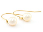 Pre-Owned White Cultured Freshwater Pearl 14k Yellow Gold Earrings