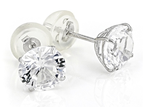 Pre-Owned Lab Created White Sapphire Rhodium Over 10k White Gold Earrings 1.90ctw