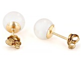 Pre-Owned White Cultured Japanese Akoya Pearl 14k Yellow Gold Stud Earrings