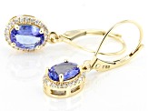 Pre-Owned Tanzanite And White Diamond 14k Yellow Gold Earrings 1.39ctw