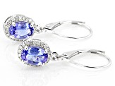 Pre-Owned Blue Tanzanite and White Diamond Rhodium Over 14k White Gold Earrings 1.39ctw