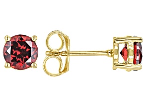 Pre-Owned Red Garnet18k Yellow Gold Over Silver January Birthstone Stud Earrings 1.53ctw