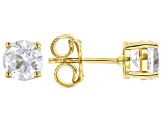 Pre-Owned White Topaz 18k Yellow Gold Over Sterling Silver April Birthstone Stud Earrings 1.79ctw