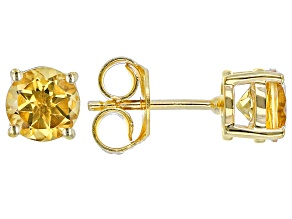 Pre-Owned Yellow Citrine 18k Yellow Gold Over Sterling Silver November Birthstone Stud Earrings 1.40