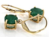 Pre-Owned Green Emerald 10k Yellow Gold Dangle Earrings 2.55ct