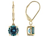 Pre-Owned Blue Lab Created Alexandrite 10k Yellow Gold Earrings 2.63ctw