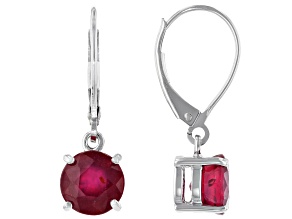 Pre-Owned Red Mahaleo® Ruby Rhodium Over 10k White Gold Dangle Earrings 3.54ctw
