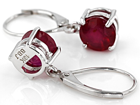 Pre-Owned Red Mahaleo® Ruby Rhodium Over 10k White Gold Dangle Earrings 3.54ctw