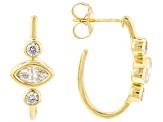 Pre-Owned White Diamond 14k Yellow Gold J-Hoop Earrings 1.00ctw