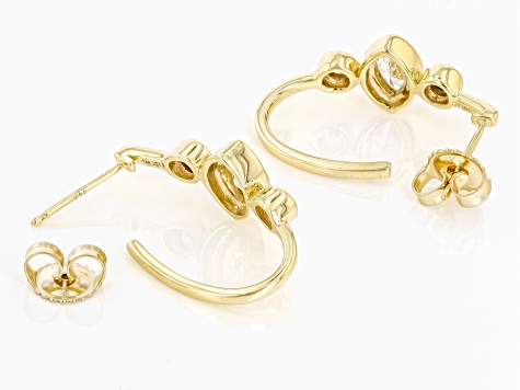 Pre-Owned White Diamond 14k Yellow Gold J-Hoop Earrings 1.00ctw