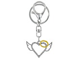 Pre-Owned White Crystal Silver Tone Angel Key Chain