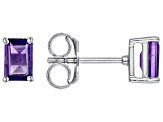 Pre-Owned Purple African Amethyst Rhodium Over Sterling Silver February Birthstone Earrings 0.90ctw