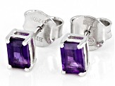 Pre-Owned Purple African Amethyst Rhodium Over Sterling Silver February Birthstone Earrings 0.90ctw