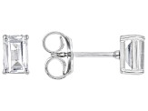 Pre-Owned White Topaz Rhodium Over Sterling Silver April Birthstone Earrings 1.19ctw