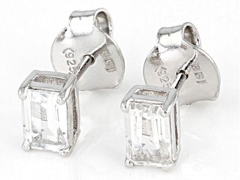 Pre-Owned White Topaz Rhodium Over Sterling Silver April Birthstone Earrings 1.19ctw