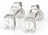 Pre-Owned White Topaz Rhodium Over Sterling Silver April Birthstone Earrings 1.19ctw