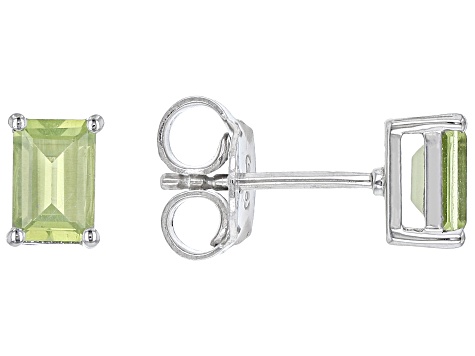 Pre-Owned Green Manchurian Peridot™ Rhodium Over Sterling Silver August Birthstone Earrings 1.02ctw