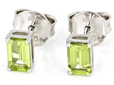 Pre-Owned Green Manchurian Peridot™ Rhodium Over Sterling Silver August Birthstone Earrings 1.02ctw