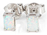 Pre-Owned Multi Color Lab Opal Rhodium Over Sterling Silver October Birthstone Earrings 0.22ctw