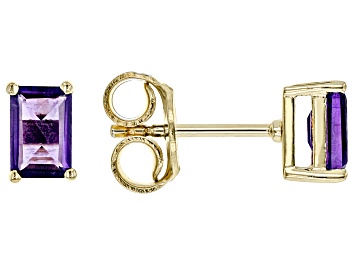 Picture of Pre-Owned Purple African Amethyst 18k Yellow Gold Over Silver February Birthstone Stud Earrings 0.94