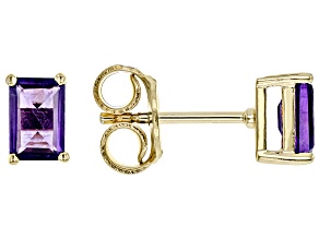 Pre-Owned Purple African Amethyst 18k Yellow Gold Over Silver February Birthstone Stud Earrings 0.94