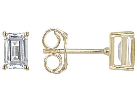 Pre-Owned White Topaz 18k Yellow Gold Over Sterling Silver April Birthstone Earrings 1.19ctw