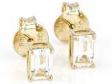 Pre-Owned White Topaz 18k Yellow Gold Over Sterling Silver April Birthstone Earrings 1.19ctw