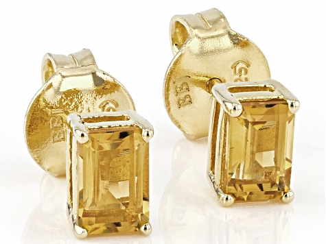 Pre-Owned Yellow Citrine 18k Yellow Gold Over Sterling Silver November Birthstone Earrings 1.02ctw