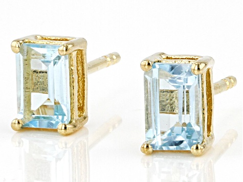Pre-Owned Sky Blue Topaz 18k Yellow Gold Over Sterling Silver December Birthstone Earrings 1.02ctw