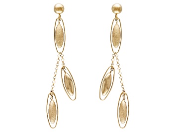 Picture of Pre-Owned 14k Yellow Gold Hollow Satin Oval Bead Dangle Earrings
