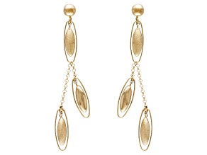 Pre-Owned 14k Yellow Gold Hollow Satin Oval Bead Dangle Earrings