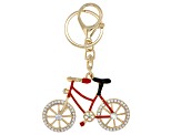 Pre-Owned Crystal & Enamel Gold Tone Bicycle Key Chain