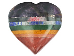 Pre-Owned Colors of the Chakra Gemstone Heart Appx 70-75mm