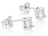 Pre-Owned White Topaz Rhodium Over Sterling Silver April Birthstone Stud Earrings 0.92ctw