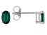 Pre-Owned Green Lab Created Emerald Rhodium Over Sterling Silver May Birthstone Stud Earrings 0.68ct