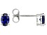 Pre-Owned Blue Lab Created Sapphire Rhodium Over Sterling Silver September Birthstone Stud Earrings