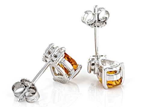 Pre-Owned Yellow Citrine Rhodium Over 10k White Gold Stud Earrings 0.75ctw