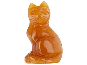 Pre-Owned Red Quartzite Carved Cat Figurine