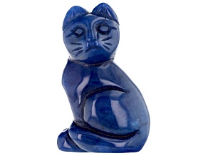 Pre-Owned Blue Quartzite Carved Cat Figurine