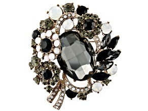 Pre-Owned Multi-Color Crystal Gold Tone Brooch