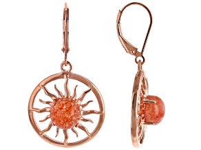 Pre-Owned Sunstone Copper Sun Design Dangle Earrings