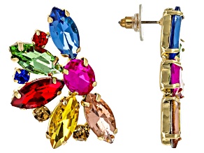 Pre-Owned Multi-Color Glass Crystal Gold Tone Drop Earrings