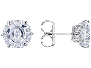 Pre-Owned White Cubic Zirconia Scintillant Web Cut 
Rhodium Over Silver Earrings 12.00ctw