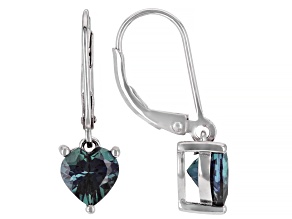 Pre-Owned Blue Lab Created Alexandrite Rhodium Over Sterling Silver Dangle Earrings 2.72ctw