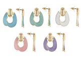 Pre-Owned Multi-Color Resin Gold Tone 5 Piece Earring Set