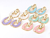 Pre-Owned Multi-Color Resin Gold Tone 5 Piece Earring Set