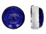 Pre-Owned Lapis Lazuli Round Rhodium Over Brass Button Cover Set of 2 in Black Gift Box