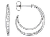 Pre-Owned White Zircon Platinum Over Sterling Silver Hoop Earrings 0.67ctw