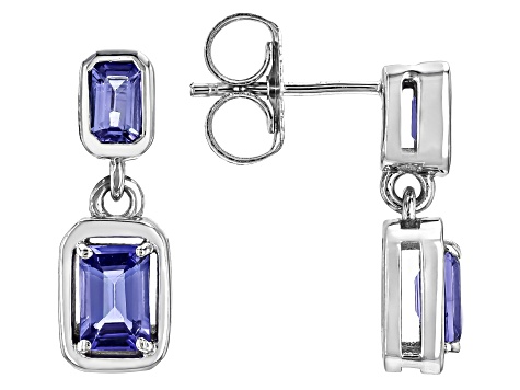 Pre-Owned Blue Tanzanite Rhodium Over Sterling Silver Dangle Earrings 1.73ctw