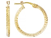 Pre-Owned 14k Yellow Gold 3/4" Diamond-Cut Hoop Earrings